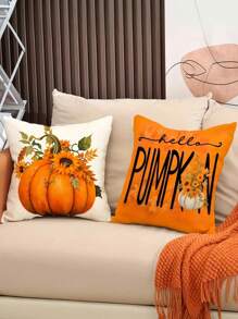 4pcs/1pc Autumn Thanksgiving Themed Pillowcase - Sunflower, Pumpkin, Maple Leaf Design, Modern Style, Happy Autumn Party Decoration Cushion Cover, Used For Room Decoration, Home Decoration, Living Room, Sofa And Bedroom Decoration Cushion Cover | 45 * 45cm | Zipper Closure | Soft And Comfortable Fabric - Durable, Fade Resistant, Machine Washable, Suitable For Home Decoration In Autumn And Thanksgiving, Without Padding