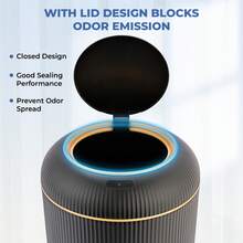 SUSTEAS Automatic Motion Sensor Trash Can – Hands-Free Touchless Kitchen & Bathroom Garbage Bin, 10L Capacity, Odor Control, Battery-Powered For Convenient Hygienic Disposal (BLACK) - Black 10L - View 3