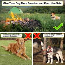 نظام قيادة كلب بطول 15 قدم ثقيل الوزن مع قيادة قابلة للسحب بطول 3 أقدام - أخضر مع تفاصيل باللون الأسود، كارابينر معدني وحقيبة تخزين، مناسب للحديقة والحديقة العامة والتخييم - أخضر - مشاهدة 6