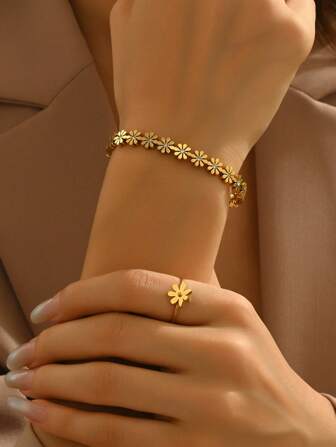 1 ชุด ชุดเครื่องประดับดอกไม้สแตนเลสแฟชั่น เหมาะสำหรับชุดทันสมัยของผู้หญิง หรือชุดใส่ไปงานปาร์ตี้