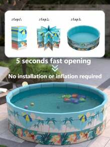 حمام سباحة دائري للعائلة بطراز استوائي - مصنوع من البولي فينيل كلورايد متين ، بدون حاجة للنفخ ، قابل للطي للتخزين السهل ، مثالي لحفلات الحديقة والأنشطة الداخلية ، بتصميم أشجار النخيل الزرقاء ، حمام سباحة للترفيه ، تأثيرات صيفية ، حمام سباحة متين من البولي فينيل كلورايد، طفايات حمام السباحة