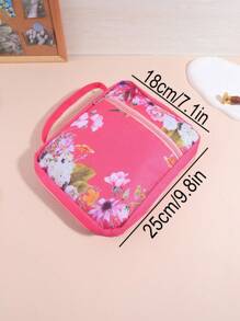 1 Piece Text Cover Floral Pattern, Zippered Storage Bag With Handle And Back, 10 Inch Portable Storage Bag For Daily Carry-On Items, Suitable For Studying, Outdoor, Daily Commuting, Studying, Office Supplies,Back To School,School Supplies