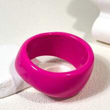 1pc New Summer Pink Glitter Resin Bracelet & Ring Set, Contrast Color Design Suitable For Women Daily, Beach, Vacation Decoration