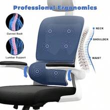 Sedia da ufficio ergonomica con porto Lombare adattativo a forma di C Poggiatesta regolabile cioli ribaltabili Poltrone ufficio a rete traspirante per scrivania casa bianco nero