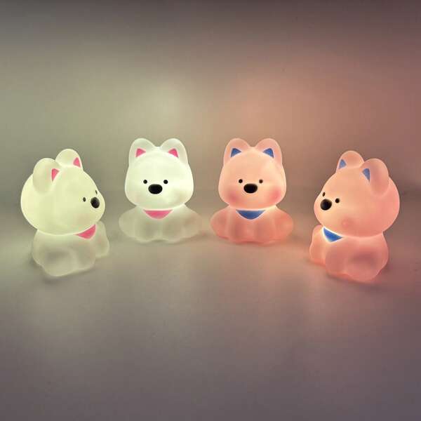 1 pieza/2 piezas Luz de noche con diseño de cachorro adorable, material de cerámica multicolor, funciona con pilas tipo botón, lámpara portátil con diseño de animal para dormitorio, escritorio, gran regalo para amigos y familiares