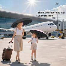 Compact UV Sun ProtectionTravel Umbrella With Case, Mini Umbrella For Purse,  Lightweight Windproof 8-Rib Pocket Umbrella For Women Kids And Men - Black - View 6