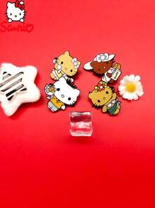 Sanrio , 4 peças, fofo, desenho animado, anime japonês, gato criativo  KT, broche de metal, distintivo decorativo pingando óleo, acessórios de alfinete de liga, broche de esmalte fofo, adequado para bolsas, roupas, etc. Mochila escolar