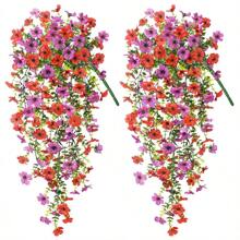 2pcs UV-Resistant Daisy Hanging Flowers - Realistic Artificial Flower Decor For Indoor And Outdoor, Perfect For Porch, Window, Yard - Easy Maintenance