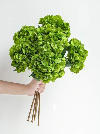 1/3/6/10pcs 18.5 Inch Green Embroidered Artificial Flowers With Stems, Silk Floral Balls For Desktop Decor, Suitable For Office, Party, Wedding, Faux Plants, Spring/Summer Decoration, Garden, Room, Gifts