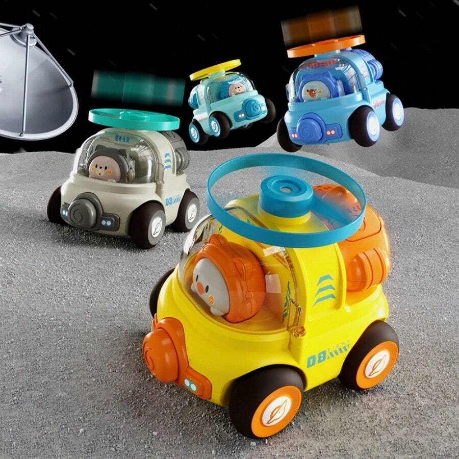 1pc Kids Cartoon Dragonfly Inertial Toy Car, Pressing Finger Activates Motion, Cute Durable Sliding Toy (No Batteries Needed) - Multicolor - View 1