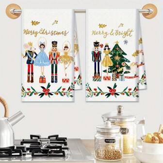 Zestaw 1/1/2 świątecznych ściereczek kuchennych, wymiary 40x60 cm, 100% włókno poliestrowe, miękka tkana chusteczka, wyposażona w szczypce do nakrętek i wzór choinki, można prać w pralce, motyw fantasy, nowoczesny styl, wielokrotnego użytku, nadaje się do dekoracji salonu, dekoracji na przyjęcia świąteczne lub jako prezent na parapetówkę.