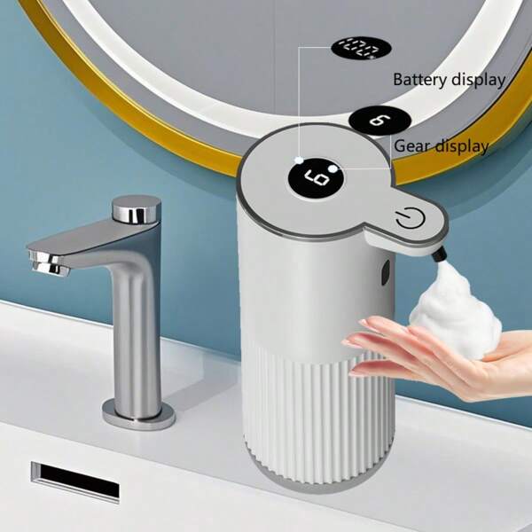 Aufgerüsteter Digitaldisplay-Sensor Automatischer Schaumseifenspender, berührungslose automatische Flüssigseifenspender, 6-stufig einstellbar, wiederaufladbares Design, langanhaltend, für Tischplatte oder Wandmontage, 360 ml großer Behälter einfach nachzufüllen, geeignet für verschiedene Reinigungsmittel, hochwertiges, modisches Design, ideal für Küche, Badezimmer, Schule, Hotel, als Geschenk zu Geburtstag, Erntedank, Weihnachten