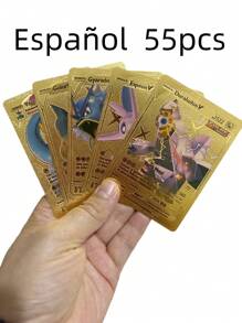 pokemon 55pcs/Box Rainbow Gold Silver Black English Cards Anime Pikachu Charizard Eevee Battle Game Collection Toys Gifts