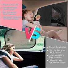 1/2pcs Magnetic Double-Layer Car Sun Shade, Suitable For Rear Side Windows, Provides Full Or Half Blackout Privacy Coverage, Magnetic Car Window Curtain - Multicolor - View 4
