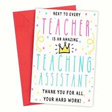 1PC Teacher Thank You Card With Envelope, Cartoon Illustration, Teaching Assistant Thank You Gift, School College Assistant Card, End Of Year Educators Gift