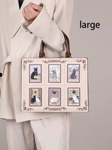 2025 High-End Fashion Summer New Women Handbag, Niche Design Tarot Card Diamond Tote Bag, Large Capacity Y2K Cute Cat Bag, Unique Handmade Embroidery Beaded Briefcase, Retro One Shoulder Tote Bag - Multicolor - View 18