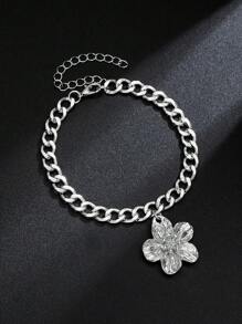 1 Stück modischer goldfarbener Ketten-Blumen-Blatt-Anhänger Fußkette für Frauen