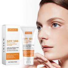 OUHOE Facial Body Sunscreen Spf100 Anti Sun UV Protector Solar Skin Protective Sunblock Oil-Control Moisturizing Whitening Sun Cream - trắng - Xem 3