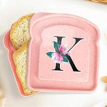 1 pieza Caja de almuerzo portátil con tapa con forma de tostada, caja de sándwich con pan tostado, contenedor de alimentos con patrón de letra creativo, cajas de aperitivos para cocina, picnic al aire libre, caja bento de gran capacidad - Rosa - Ver 44