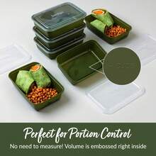 20-Piece Lightweight, Durable, Reusable -Free 1-Compartment Containers - Microwave, Freezer, Dishwasher Safe - Khaki Green - 卡其色 - 查看 6