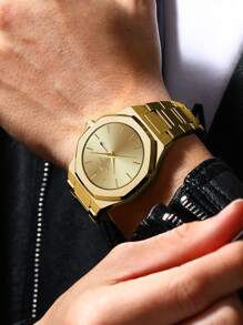 VA VA VOOM 1 PEÇA Relógio Masculino de Quartzo, Pulseira de Aço Inoxidável da Moda, Luxo, Calendário Duplo, Movimento a Quartzo, Luz Noturna, Lazer, Negócios, Preto&Prata&Azul&Dourado, Relógio Masculino, Estilo Esportivo de Lazer, Marca Original VA VA VOOM, Presente