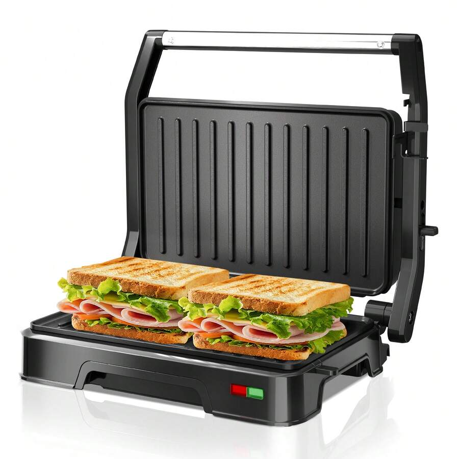 CACHOO Panini Grill Press - 2-Slice, 180° Opening, Non-Stick For Versatile Grilling, Toasting, And Cooking, Easy To Clean, Perfect For Home Kitchens, 850W, 304 Stainless Steel - 查看 1