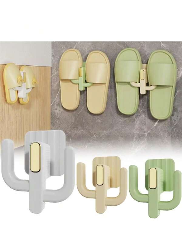 1 pièce Porte-chaussures mural, porte-pantoufles en forme de cactus mignon, crochet pour pantoufles, organisateur de porte-pantoufles pour salle de bain