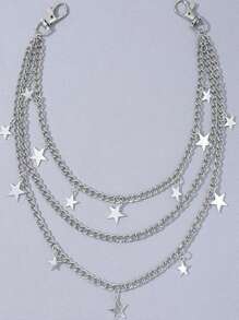 1 Stück Punk-Stil minimalistischer, vielseitiger Pentagramm-Anhänger mit Quaste, Mehrschicht-Taillenkette/Hosenträger, geeignet für den täglichen Gebrauch von Männern und als Streetstyle-Accessoire