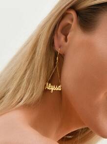 1pc Dainty Name Earrings , Custom Name Jewelry , Gold Earrings , Personalised Earrings , Contains Exquisite Gift Boxes As Valentine's Day, Holiday Gifts, Mother's Day Gifts, And Love Gifts.