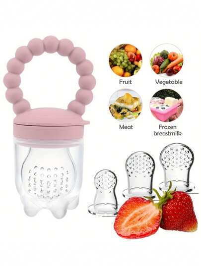 3pcs Silicone Fruit & Vegetable Feeder For Babies - Easy To Use Food Supplement Pacifier With Handle - Ideal Gift For Christmas, Halloween, And Thanksgiving Day
