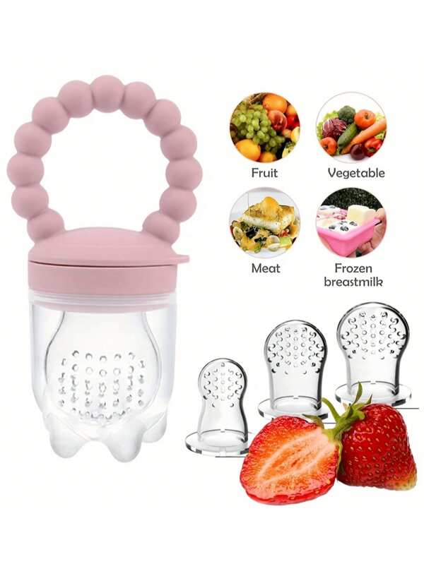3pcs Silicone Fruit & Vegetable Feeder For Babies - Easy To Use Food Supplement Pacifier With Handle - Ideal Gift For Christmas, Halloween, And Thanksgiving Day