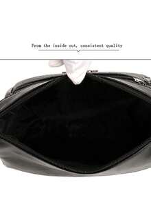 New Multi-Functional Middle-Aged Women's Handbag, Mother Bag, Mother-In-Law Bag, Soft Leather Feel Shoulder & Crossbody Bag - Black - View 3