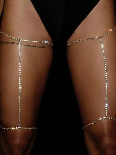 1pc Fashion Rhinestone Leg Chain, European And American Style Sexy Body Chain Accessory For Women, Suitable For Banquet, Party, Daily Romantic Gift