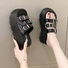 厚底ウェッジスリッパ女性用 2025 新作夏アウター高級感外国風カジュアルハイヒール高さアップ一言サンダル - シルバーカウンターバージョン - チェックする 8