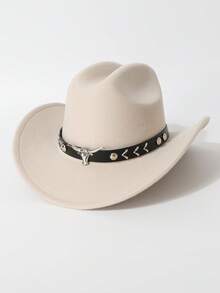 1 件波西米亚涤纶绳铆钉仿皮西部牛仔帽，街头风格，遮阳防紫外线，时尚多穿，DIY 配饰，适合春、夏、秋季 - 一字頂 - 查看 20