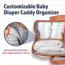 Baby Diaper Caddy Changing Table Organizer - Baby Basket Diaper Caddy Organizer With Handle - Basket For Nursery With Changing Pads & Storage - Chocolate Brown - View 5
