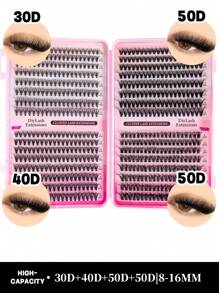 640pcs 608pcs D-Roll Personal Eyelashes, Suitable For Beginners To Make At Home, Thick, Fluffy, Unique And Cute False Eyelashes, Soft And Natural Eyelash Cluster Mixed Style, 30D+40D+50D+60D+80D+100D, 8/10/12/14/16MM Mixed Length, Can Be Reused In Daily Life, Wedding Dates, Parties, Travel And Spring Festival Period