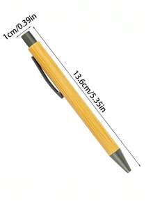 1-500pcs Bamboo Ballpoint Pen, Medium Size, Retractable, Ergonomic Round Barrel, Bamboo Stationery, Suitable For Office And School Supplies, Fit For All Ages,Office Decor - Carbon Black - View 2