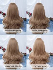 alicegarden 1 合成耐热长卷发假发，金色长卷发带刘海，26 英尺长，纤维制成，适合日常使用，天然人造假发