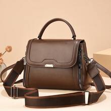 Women Shoulder Bags - 黑拼棕色 - 查看 1