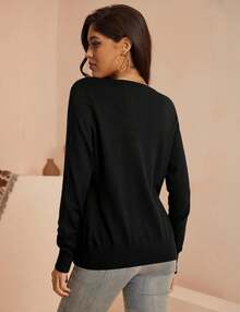 A.Jesdani Women's Button Down Crew Neck Long Sleeve Soft Knit Cardigan Sweaters - 01-b-light Grey - View 7