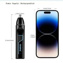 SOLIMPIA 1pc Multifunctional USB Rechargeable Electric Eyebrow Trimmer 3 In 1 Nose Hair Trimmer - Black - View 3