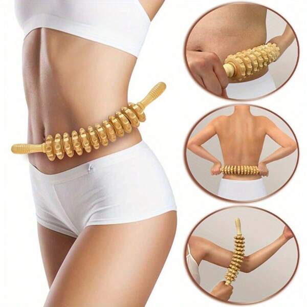 12er Holz Massage Stange, gekrümmter Massagegerät, Handgehalten Rollenmassagegerät, Gekrümmter Handgehalten Roller, Handgehalten Massagegerät, Holz Massage Roller, Handgehalten Körper Massagegerät, Vollkörper Entspannung, Ergonomische Ganzköper Formung, Muskel Entspannung und Anti-Cellulite Werkzeug, Massagewerkzeug, ergonomischer Griff, rutschfestes profiliertes Getriebe Design