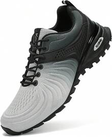 Walking Shoes Breathable Lightweight Fashion Sneakers Non Slip Sport Gym Jogging Trail Running Shoes - Silver Grey - View 1