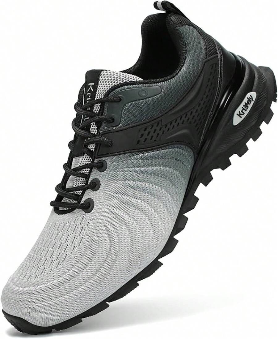Walking Shoes Breathable Lightweight Fashion Sneakers Non Slip Sport Gym Jogging Trail Running Shoes - Silver Grey - View 1