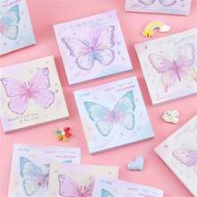 1 pièce Notes autocollantes adhésives avec motif de papillon dégradé - Style coréen, simples blocs-notes pour journaux et scrapbooking, fournitures scolaires, rentrée des classes