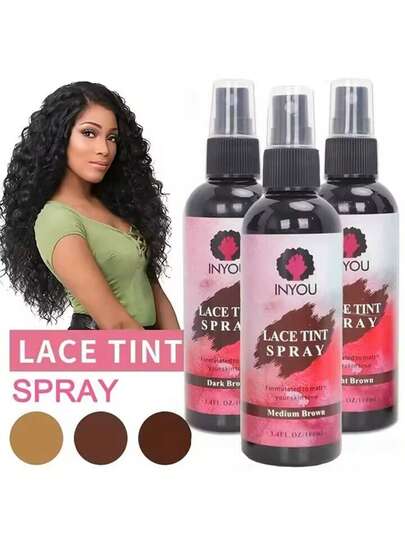 Lace Tint Spray For Wigs, Waterproof Lace Tint Melting Mousse Spray Concealer For Lace Closure Front Wigs Toupees Edge Control Lace Tint Spray Melt Form