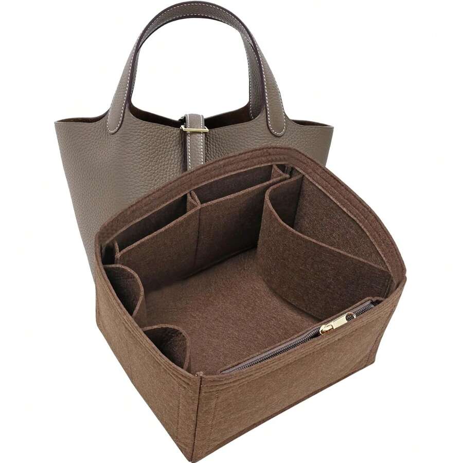 Felt Purse Organizer Inserts For Picotin 22 18Inserts HandBag Inner Bag Organizer High Quality Large Capacity Inner Bag(BROWN) - Brown - View 1