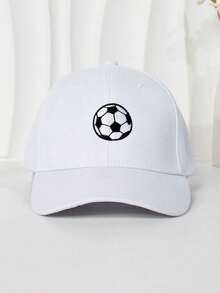 2 piezas Gorra de béisbol informal unisex para niños, gorra de protección solar bordada de unicolor para deportes y exteriores - Fútbol blanco + baloncesto blanco - Ver 5