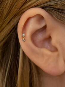 1 par de pendientes de botón con diseño de tornillo cúbico de circonio mínimalista, pendientes de botón de encanto de circonio adecuados para uso diario